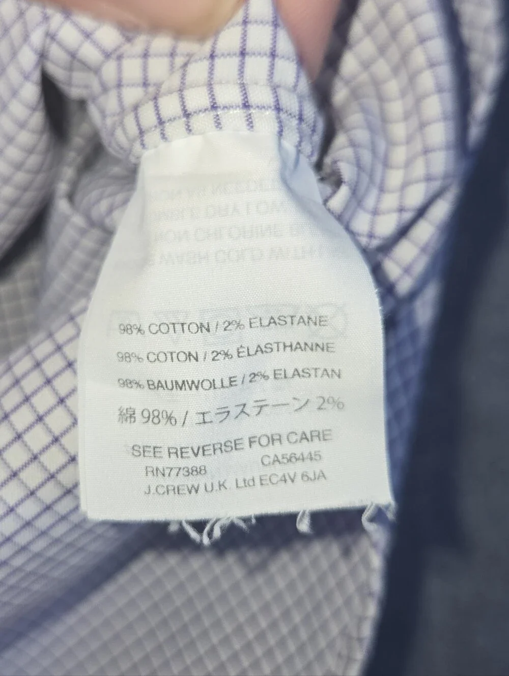 ​J.Crew Ludlow Classic Fit Dress Shirt - Purple White Windowpane Check - 15 34